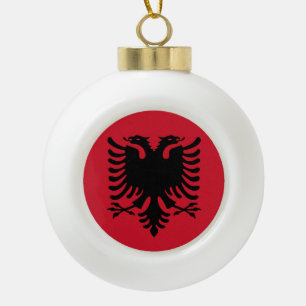 Albania Flag Ceramic Ball Christmas Ornament