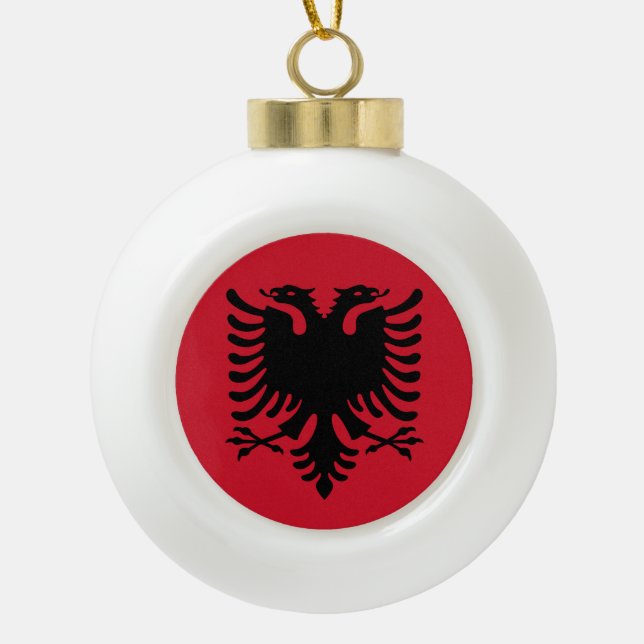 Albania Flag Ceramic Ball Christmas Ornament (Front)