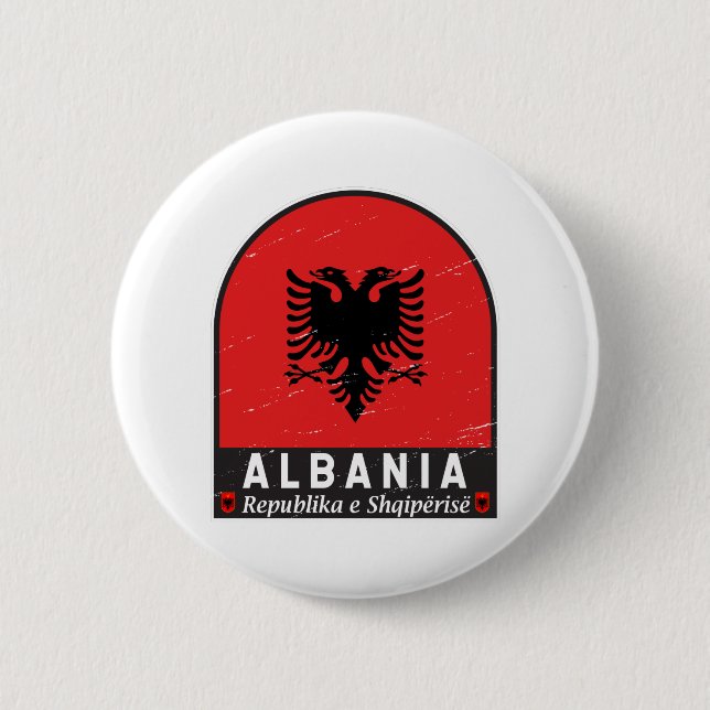 Albania Flag Emblem Distressed 6 Cm Round Badge (Front)