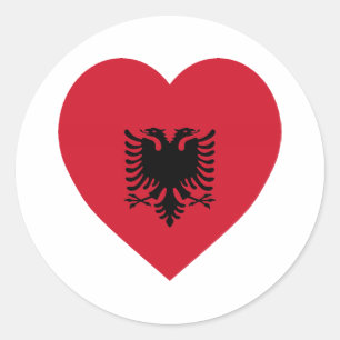 Albania Flag Heart Classic Round Sticker