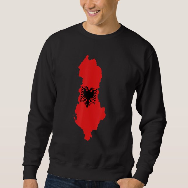Albania flag in Albania outline Albania Sweatshirt (Front)