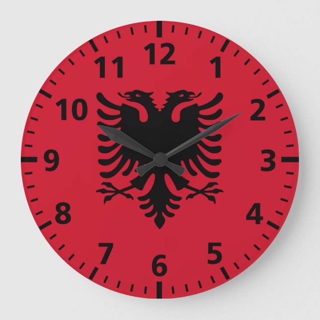 Albania Flag Large Clock (Front)