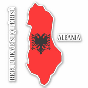 Albania Flag Map Outline