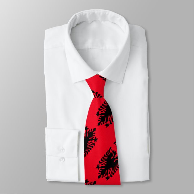 Albania flag pattern tie (Tied)