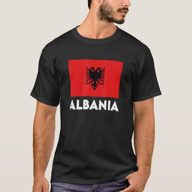 Albania Flag Red Black T-Shirt (Front)