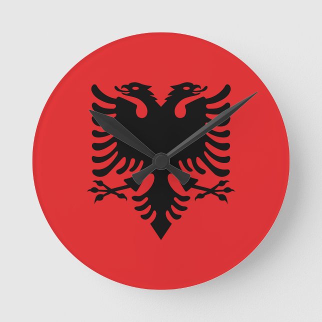 Albania Flag Round Clock (Front)