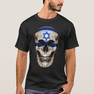 Albania Flag Skull Israeli Roots Proud Patriotic T-Shirt