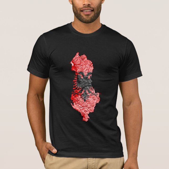Albania Flagcolor Map T-Shirt (Front)