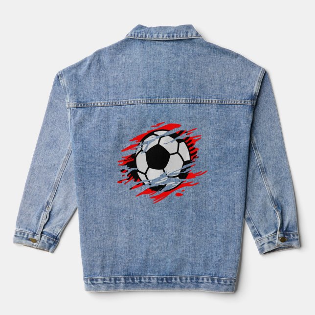 Albania Football And Albanian Flag Albania  Denim Jacket (Back)