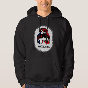 Albania France Flag Albanian French Messy Bun Blea Hoodie
