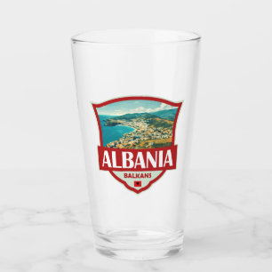 Albania Illustration Retro Badge Glass