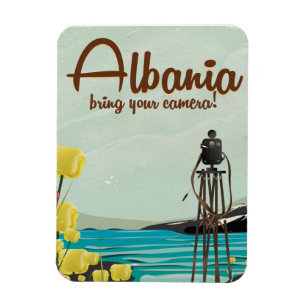Albania landscape vintage travel poster. magnet