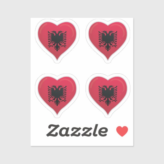 Albania love flag pride heart sticker (Sheet)