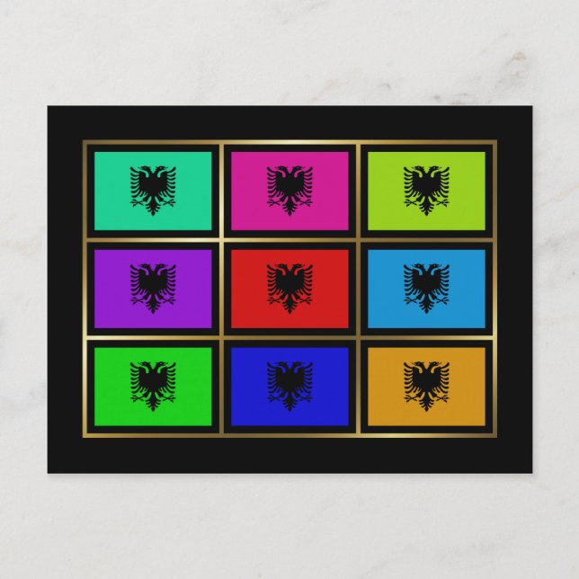 Albania Multihue Flags Postcard (Front)