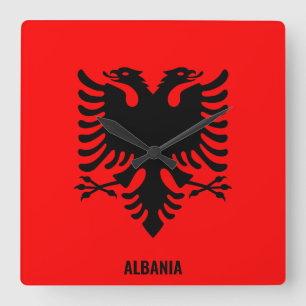 Albania National Flag Patriotic Square Wall Clock