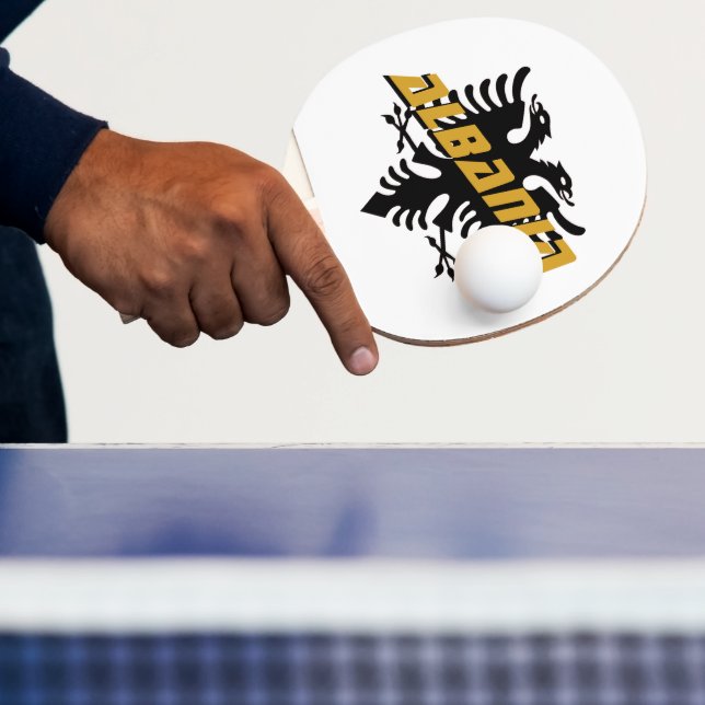 Albania Patriotic & Elegant Albanian Flag Ping Pong Paddle (Insitu)