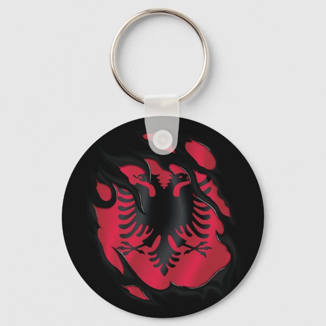 Albania Ripped Flag Key Ring (Front)