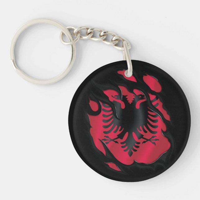 Albania Ripped Flag Key Ring (Front)