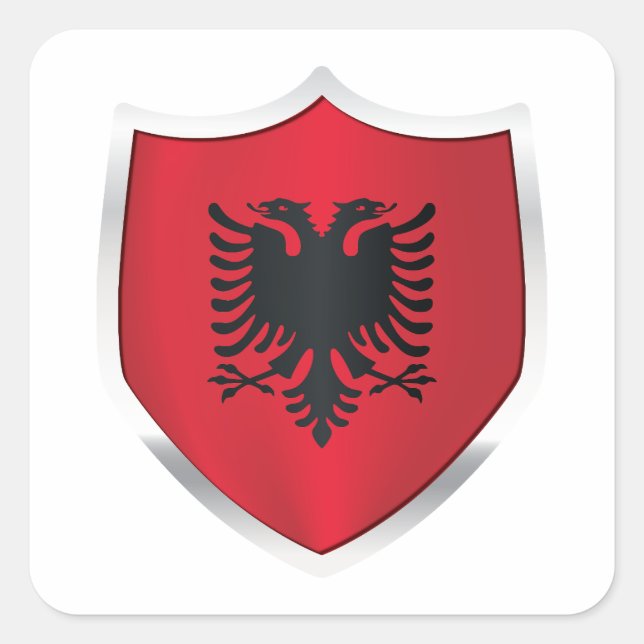 Albania Silver Shield Flag Square Sticker (Front)