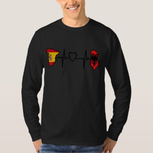 Albania Spain Heartbeat Albanian Spanish Flag T-Shirt