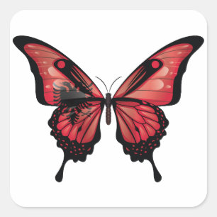 Albania Swallowtail Butterfly Flag Sticker