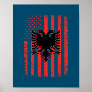 Albania USA Flag Patriotic American Albanian Flag Poster