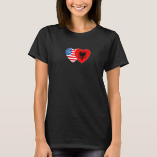 Albania &USA Flag Twin Heart for Albanian American T-Shirt