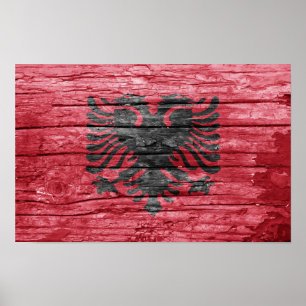 Albania wooden flag poster