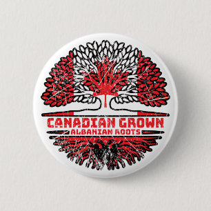 Albanian Albania Canadian Canada Tree Roots Flag 6 Cm Round Badge