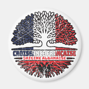 Albanian Albania French France Tree Roots Flag Magnet