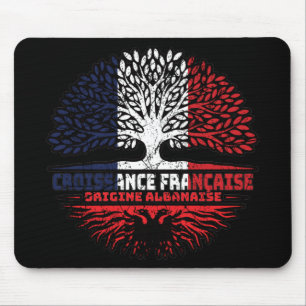 Albanian Albania French France Tree Roots Flag Mouse Pad