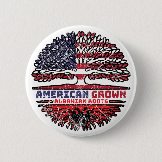 Albanian Albania US American USA United States 6 Cm Round Badge (Front)