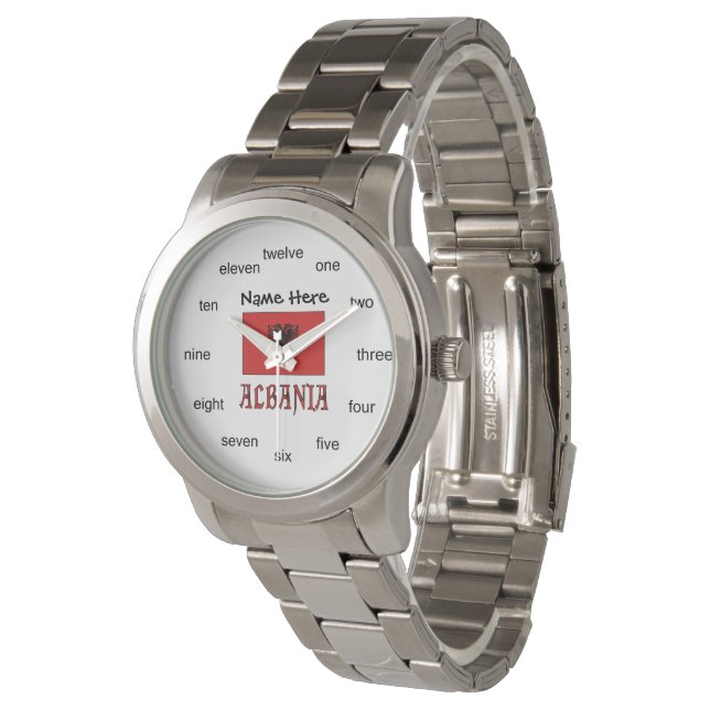 Albanian Albanian Flag Personalised  Watch (Angled)