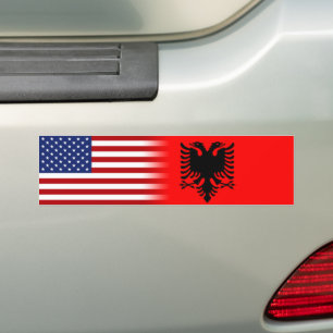Albanian-American Albania Flag US Flag Bumper Sticker