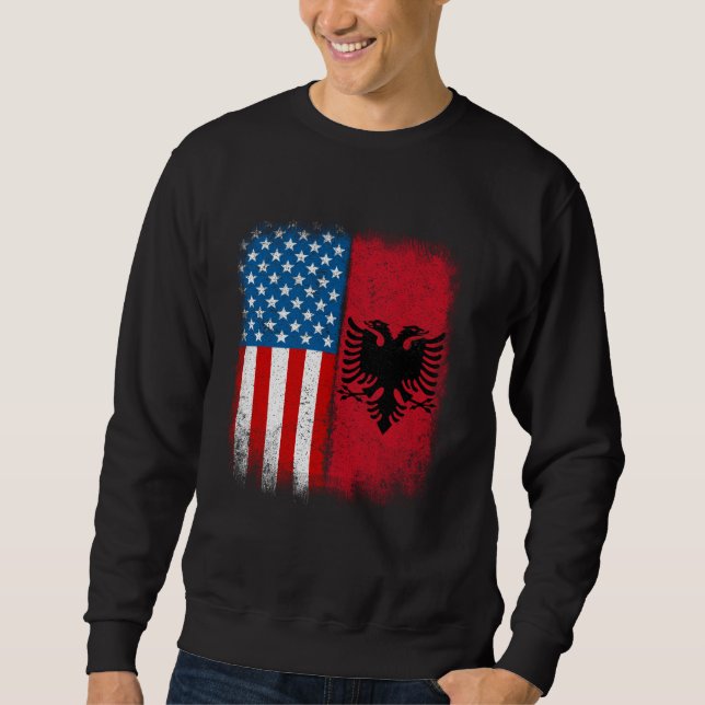 Albanian American Flag Albania Flamuri Shqiptar Sh Sweatshirt (Front)