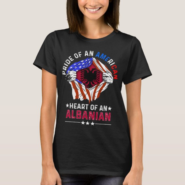 Albanian American Foreign Albania Flag T-Shirt (Front)