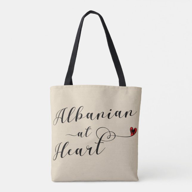 Albanian At Heart Grocery Bag, Albania Tote Bag (Back)