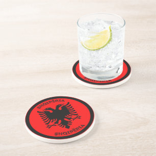 Albanian Black Eagle Circle Shape Coaster
