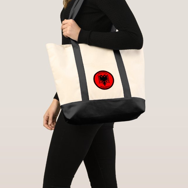 Albanian Black Eagle Circle Shape  Tote Bag (Front (Product))