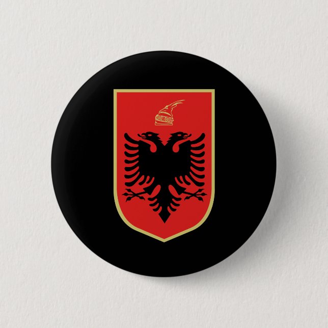 Albanian coat of arms 6 cm round badge (Front)
