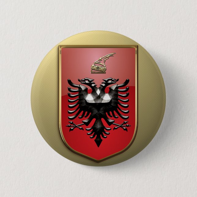 Albanian Coat of arms 6 Cm Round Badge (Front)