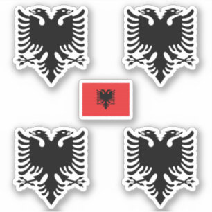 Albanian coat of arms and flag Sticker