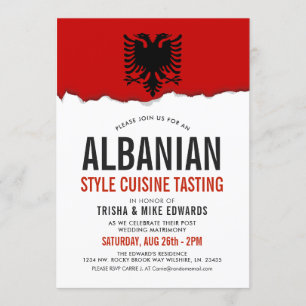 Albanian Cuisine Party Flag White Invite