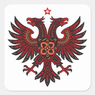 Albanian Double Headed Eagle Ethnic Art Die-Cut Square Sticker