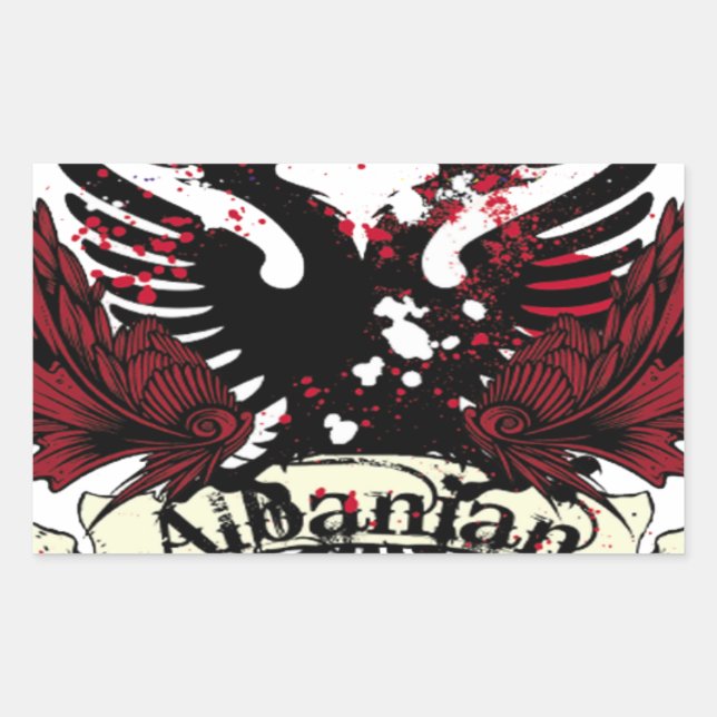 albanian eagle rectangular sticker (Front)