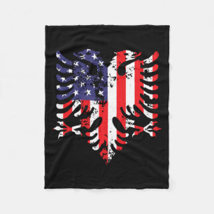 Albanian Eagle Shirt Aamerican Flag Shirt Usa Fleece Blanket