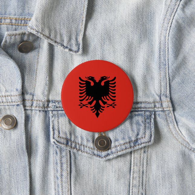 Albanian flag 7.5 cm round badge (In Situ)