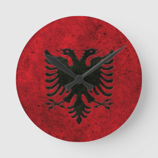Albanian Flag Aged Steel Effect Round Clock