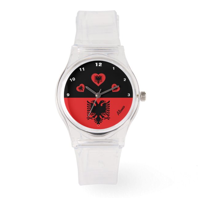 Albanian Flag & Albania fashion heart /sports fans Watch (Front)