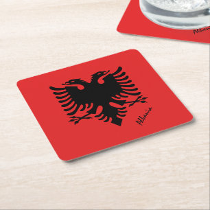 Albanian flag & Albania wedding, party /sports Square Paper Coaster